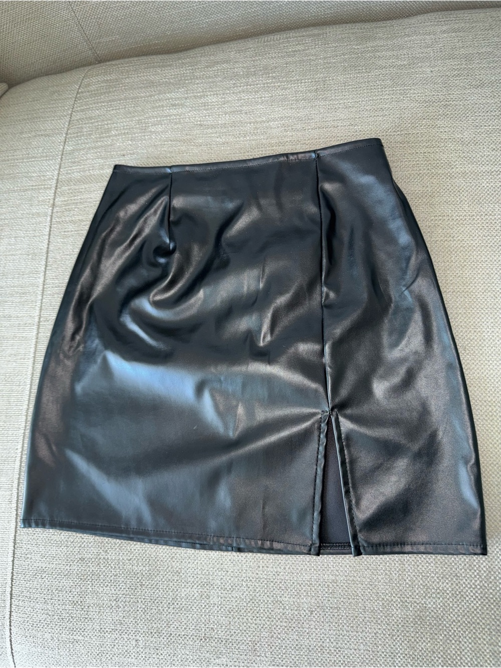 Black Faux Leather Mini Skirt - Women